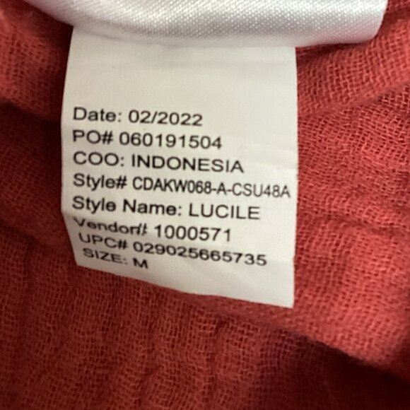 Anne Klein Cotton Gauze Lucile Button Up Top Sz M Dusty Cedar #68Q - Picture 11 of 11